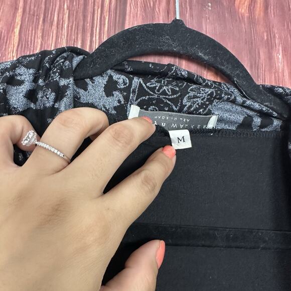 Bryn Walker Womens Metallic Artsy Cowl Neck Tunic Top Black Gray Size Medium M - Picture 5 of 8